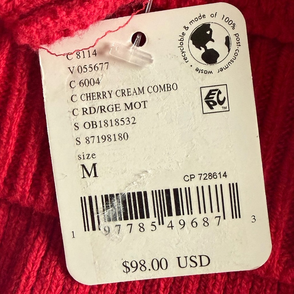 Free People Easy Street Cropped Sweater NWT Cherry Red Combo Medium - Picture 2 of 4